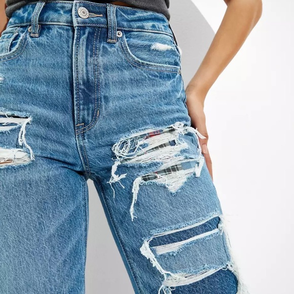 NWT AE Patched Mom Straight Jean Size 6 - Picture 2 of 8